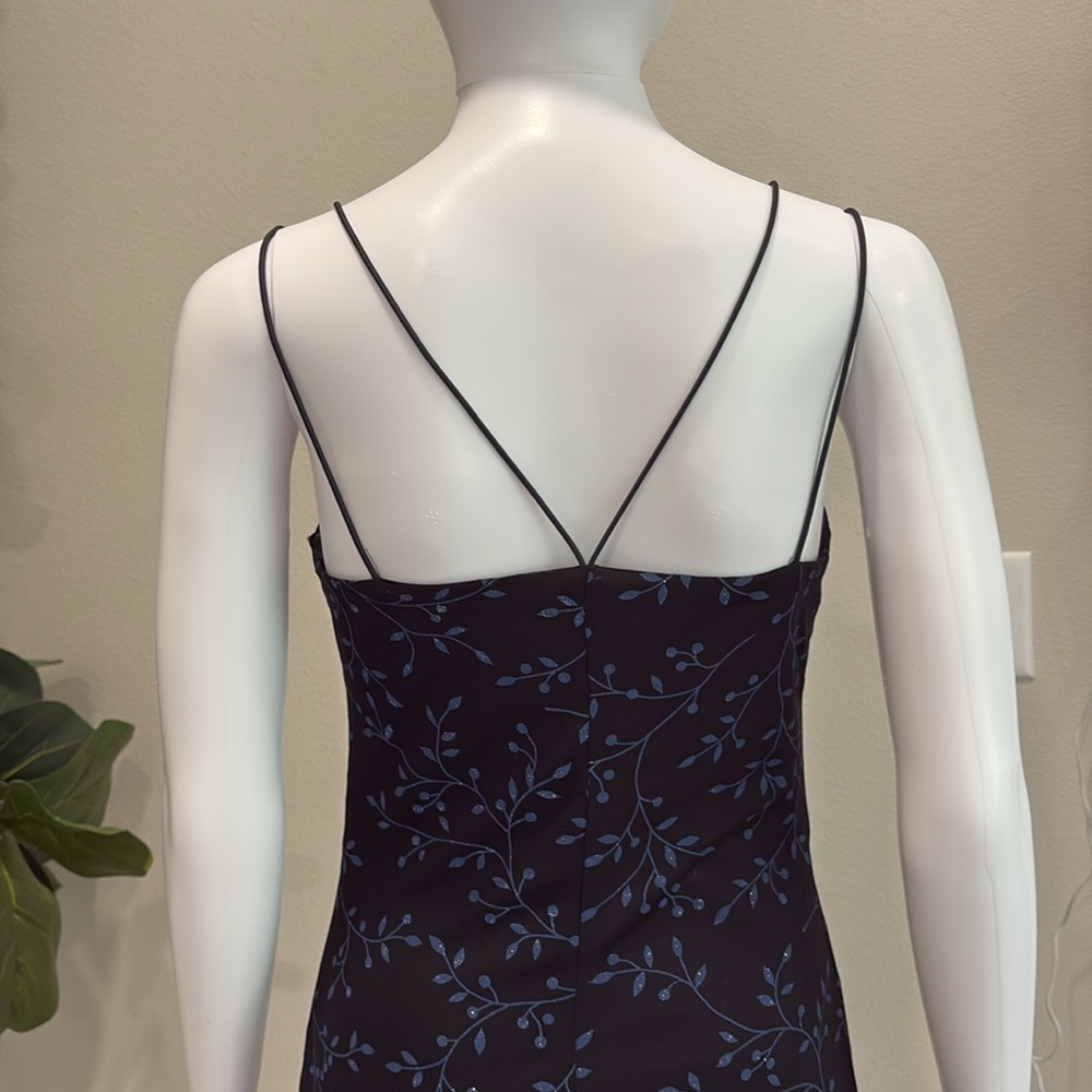 Vintage Byer Too! Floral Vines Glitter Slipdress Size M Empire Maxi Dress Y2K - Picture 8 of 15